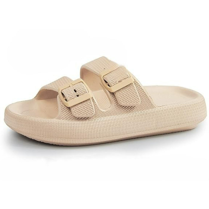 Double Buckle Flat Sandals