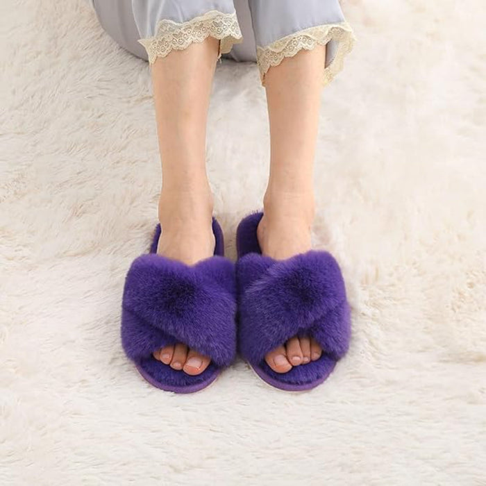 Fuzzy Foam Slippers With EVA Sole