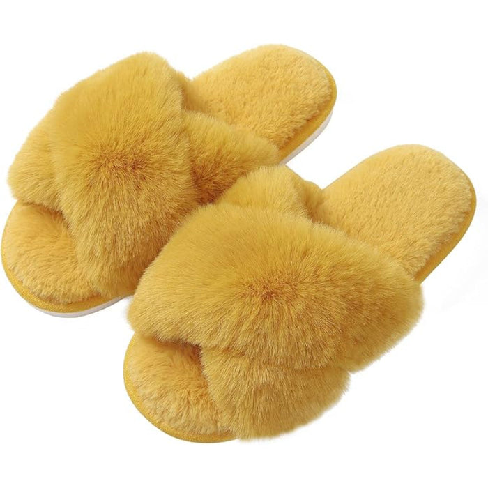 Fuzzy Foam Slippers With EVA Sole