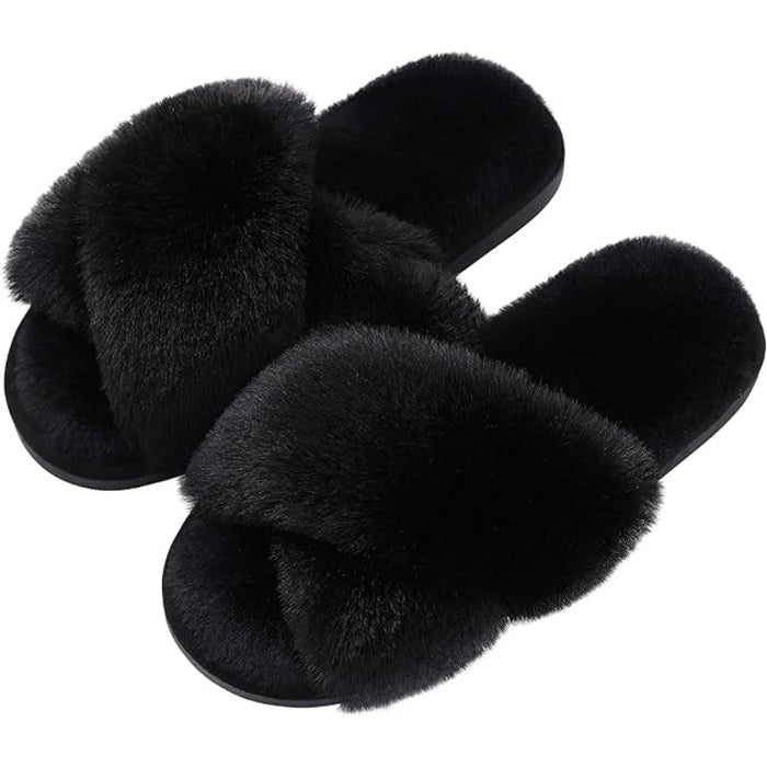 Fuzzy Foam Slippers With EVA Sole