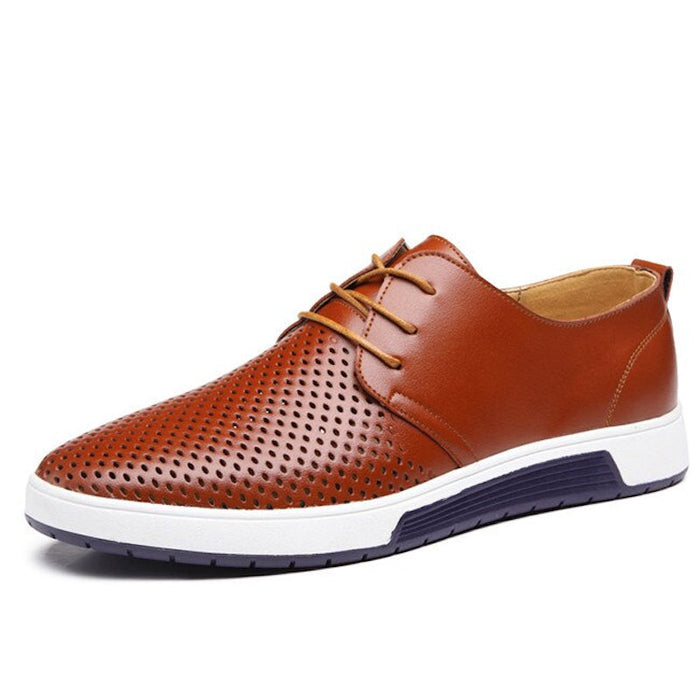 Summer Breathable Men Casual Leather Shoes