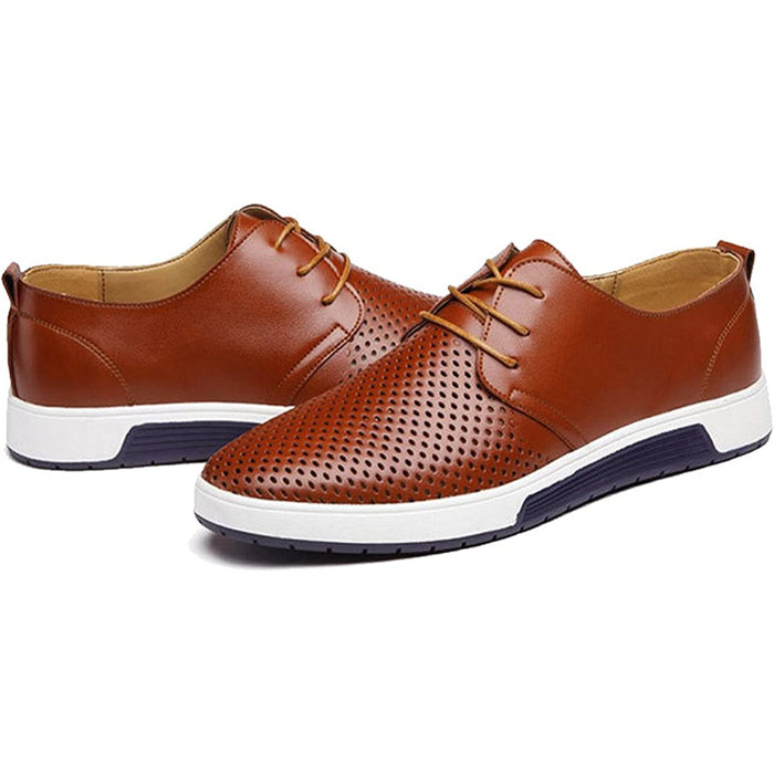 Summer Breathable Men Casual Leather Shoes