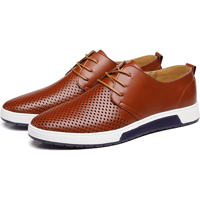 Summer Breathable Men Casual Leather Shoes